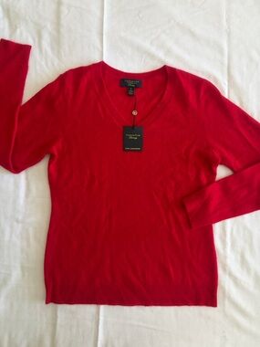 Charter Club Red V-Neck Cashmere Sweater